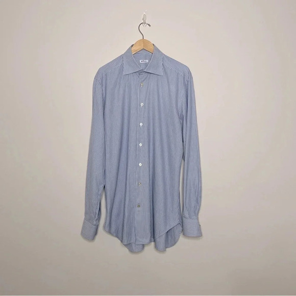 Kiton Men's Stripped Cotton Dress Shirt Hand Made in Italy luxury Design… - Picture 1 of 10
